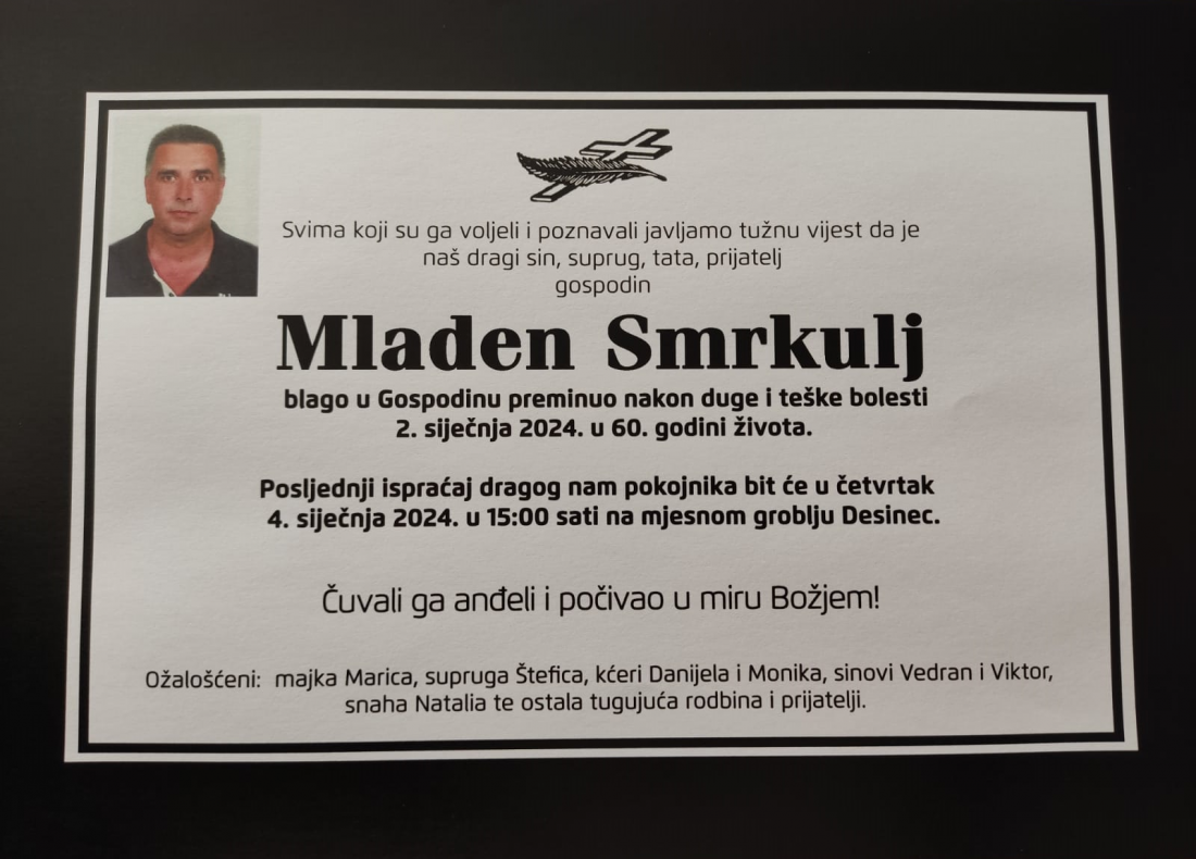 Preminuo Mladen Smrkulj, bacc. physioth.